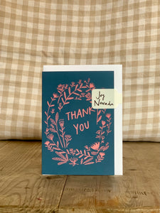 Thank you pink flowers mini card