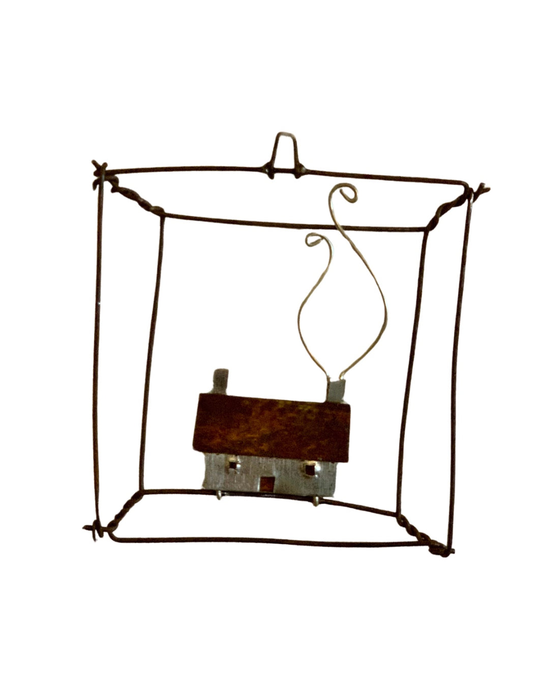 Bothy in a Rust Wire Frame