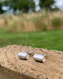 Rolled Wave Silver Earrings